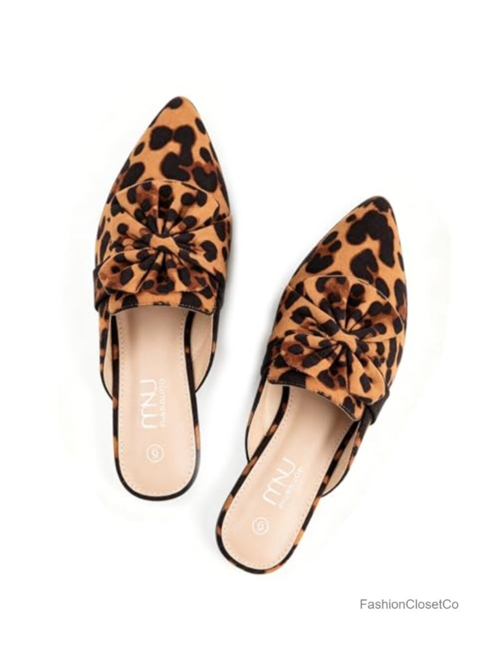 Pointed Toe Bow Mules Slip-On Backless Loafers Dressy Casual Flat Shoes